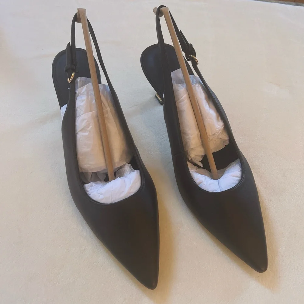 Katy Perry Collections size 6 Oceanview Sling Back Coffee Faux Nappa Gold Heel